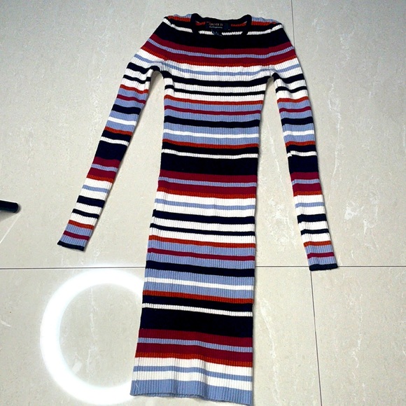 FOREVER 21 STRIPED BODYCON DRESS SIZE XS - Picture 1 of 4